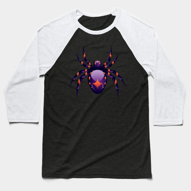 Cartoon Purple Spider Baseball T-Shirt by AnnArtshock